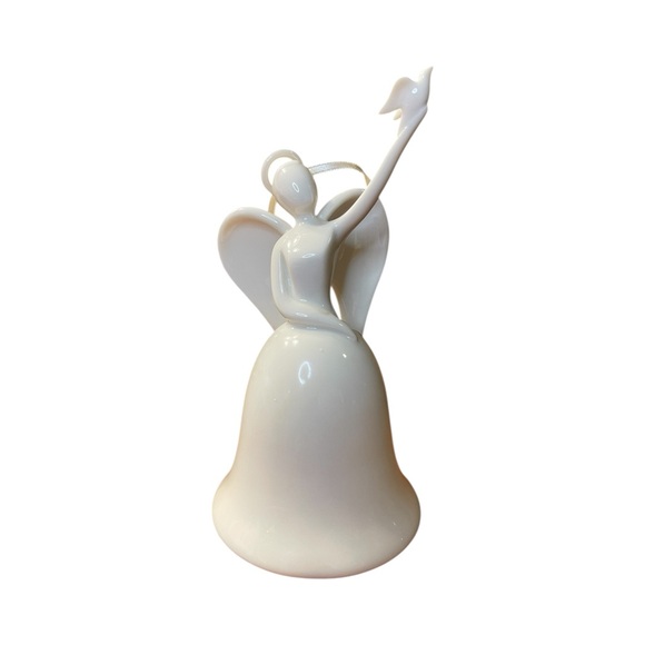 Vtg Bell Circle of Love Blessed Peace Angel Porcelain Figurine Heart Clapper - Picture 4 of 5